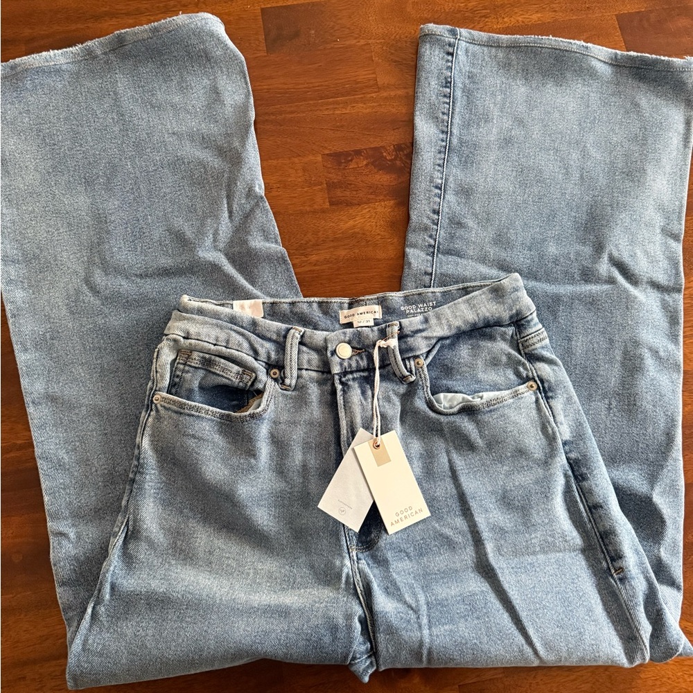 Good American Good Waist Palazzo Wide Leg Jeans